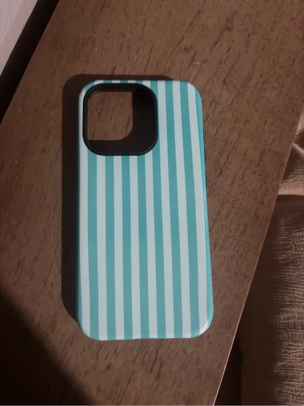 SHEIN Teal and White Vertical Stripe Phone Case